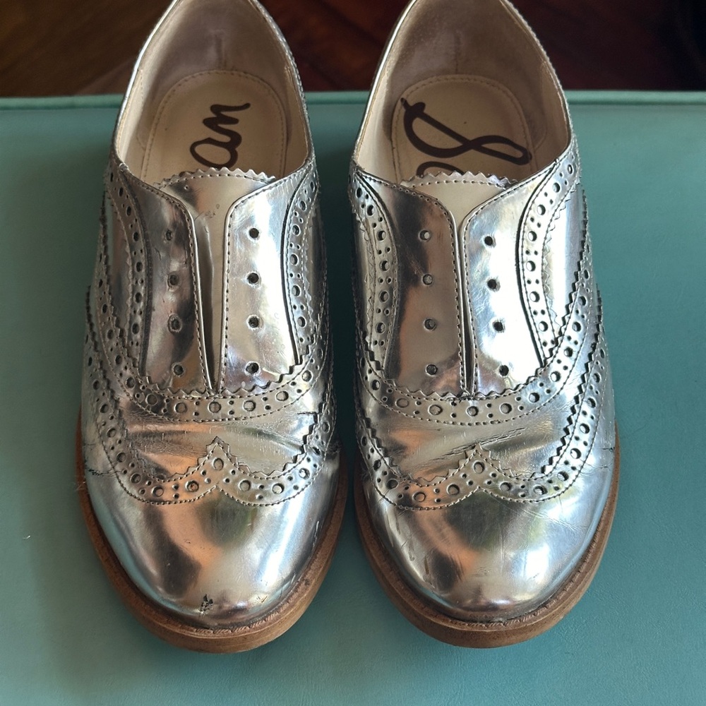 Sam Edelman Silver Brogue Shoes